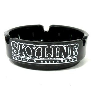 VTG Skyline Las Vegas Casino Henderson Nevada Black & White Glass Ashtray